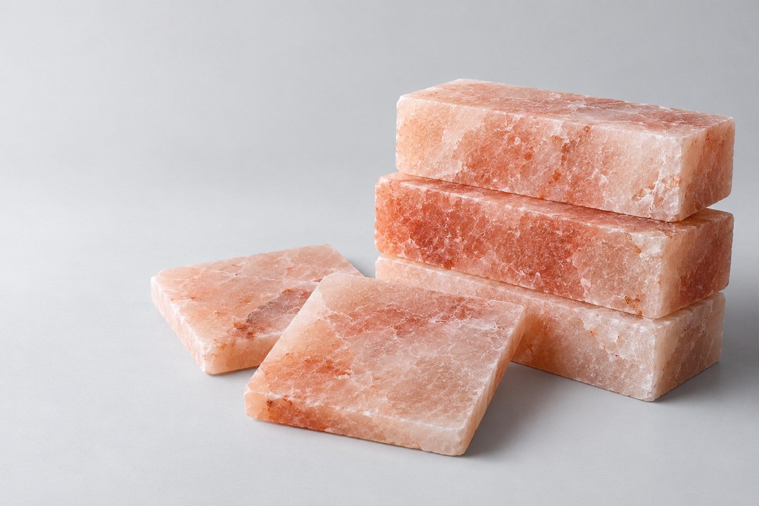 Illustration of pink salt bricks and square salt tiles